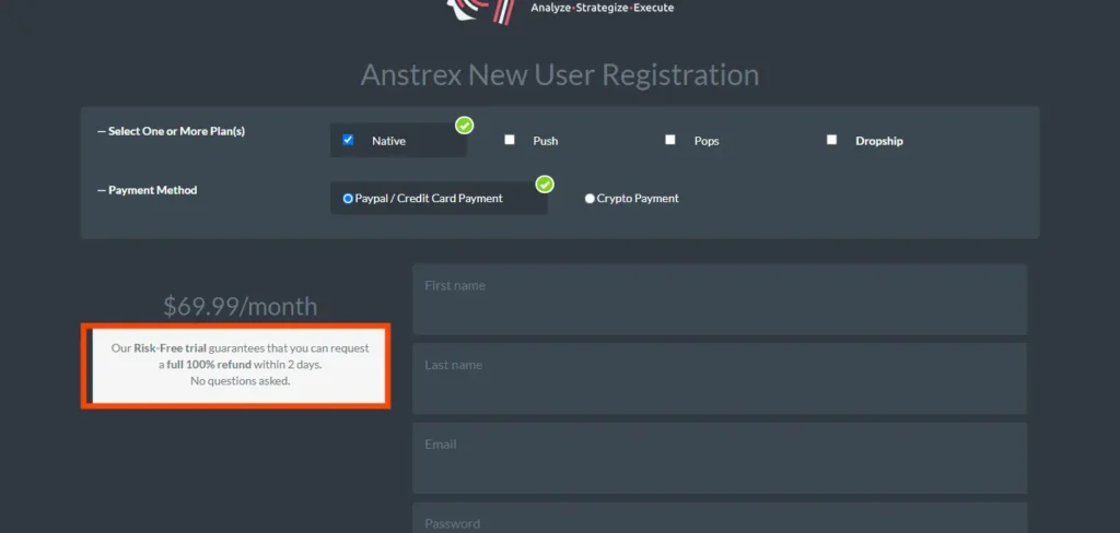 Anstrex free trial details