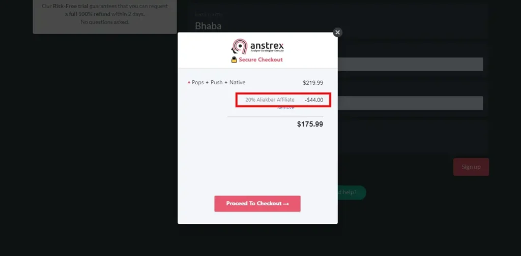 Pricing after applying Anstrex coupon code