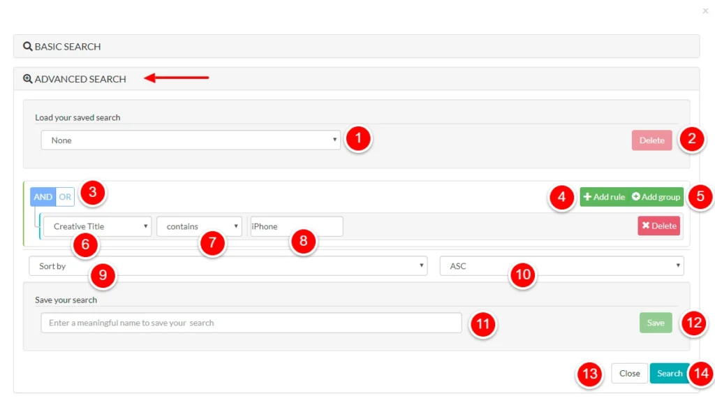 Anstrex Advanced Search and Filtering