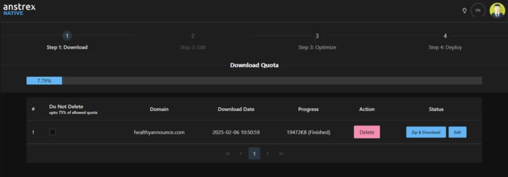 Rip & Download Landing Page with Anstrex